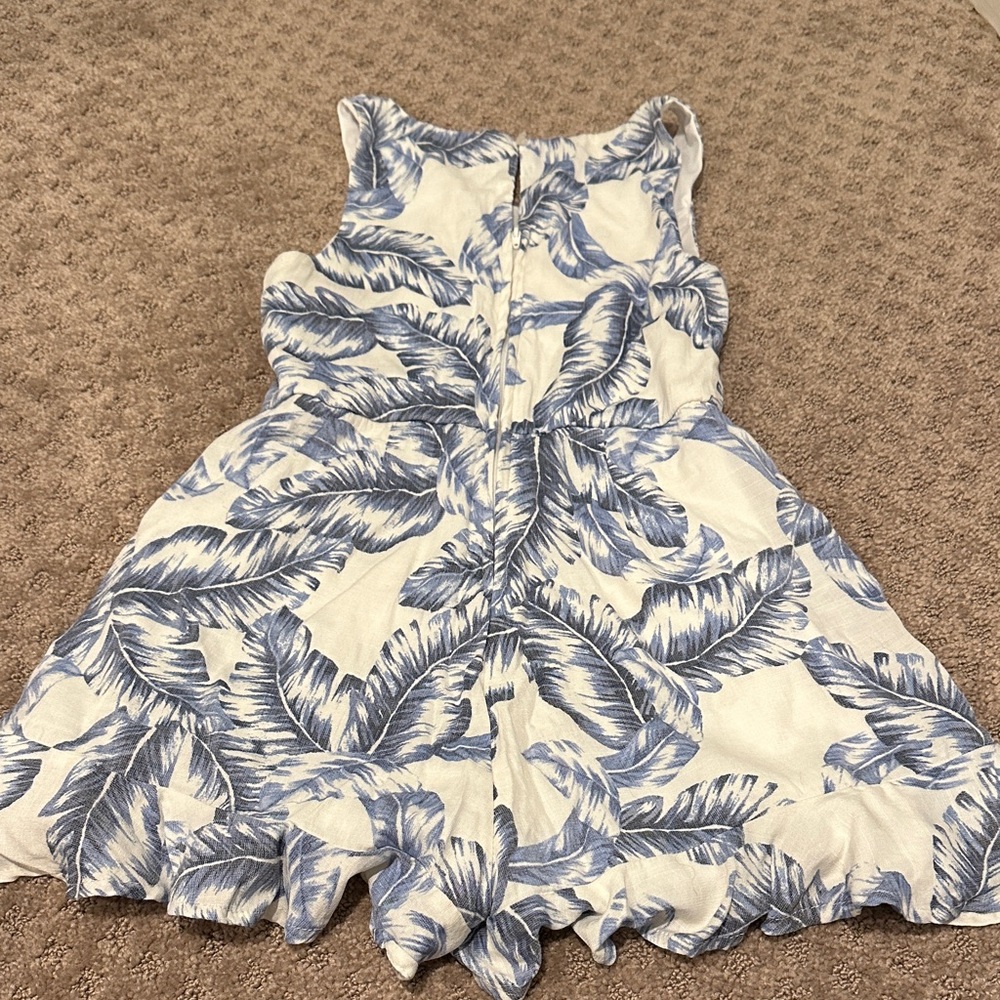 Mi Ami Blue and White Palm Leaf Pattern Girls Skort Dress - Picture 2 of 2